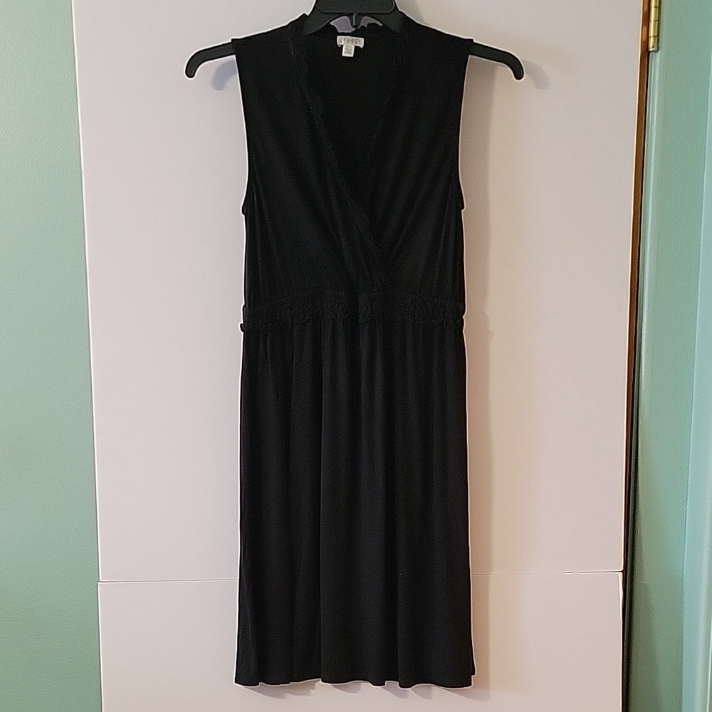 SPENSE Elegant Black Knit Sleeveless Wrap Dress. Size S